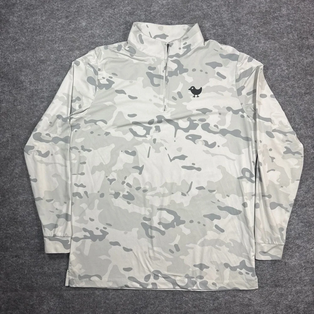 Bad Birdie Quarter Zip Golf Pullover Mens M Camo Grey White Activewear